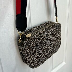 Clare V Midi Sac Leather in Leopard crossbody bag